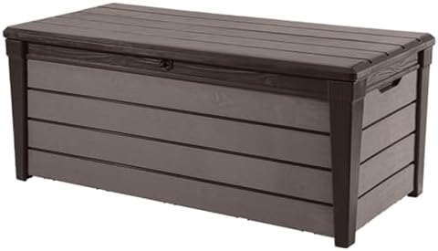 keter brushwood outdoor storage deck box,120 gallon, brown, main product view
