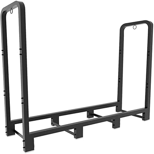 4ft outdoor firewood rack, upgraded adjustable heavy duty shown in use