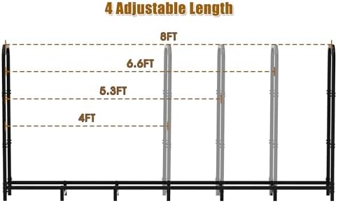 gtongoko 8ft firewood rack outdoor heavy duty log, close-up detail