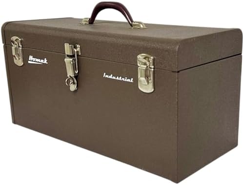 homak 20-inch industrial steel toolbox, brown wrinkle powder shown in use