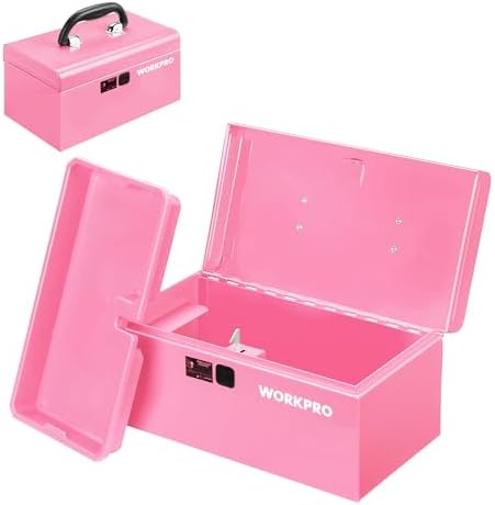workpro 10.8" mini metal tool box with removable, view 9