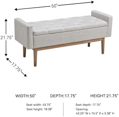 signature design by ashley upholstered bench with storage, close-up detail
