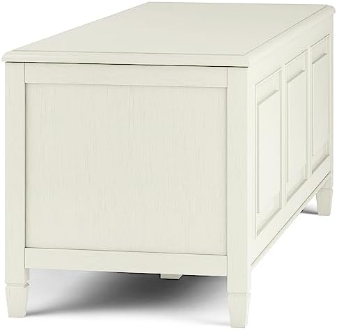simplihome connaught 51" wide solid wood trunk bench on a desk or shelf