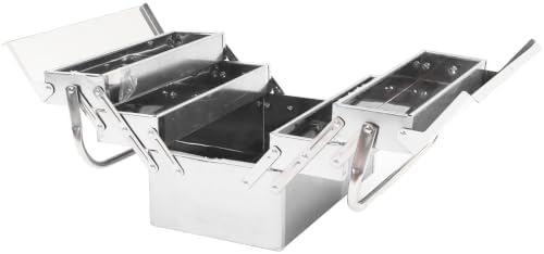 3 tier stainless steel tool box portable folding showing dimensions