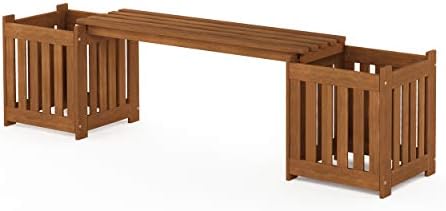 furinno tioman outdoor planter box set with bench on a desk or shelf