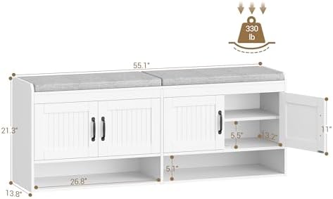 hzuaneri 55.1" shoe storage bench, shoe bench with shown in use