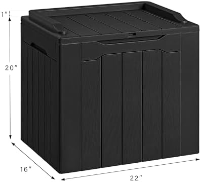 devoko 30 gallon resin deck box waterproof outdoor on a desk or shelf