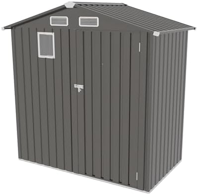 6x3.5 ft outdoor storage shed, small metal garden, front angle view