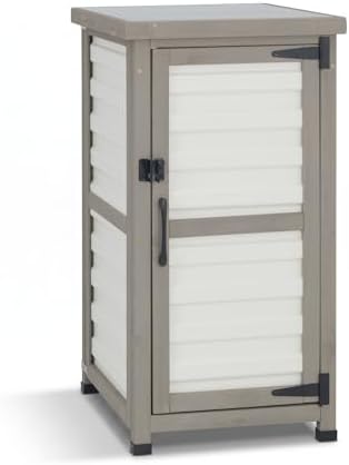 small outdoor storage cabinet with waterproof metal top, view 9