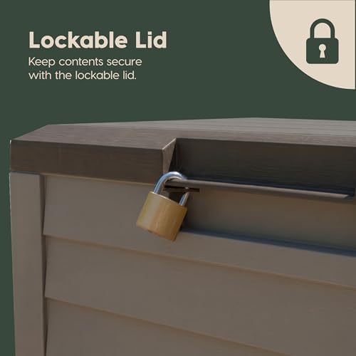 iris usa 35 gallon outdoor deck box, lockable on a desk or shelf