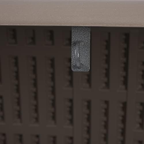 plastic development group deck box, standard close, driftwood showing dimensions