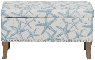 linon stephanie cream and light blue starfish fully, view 9