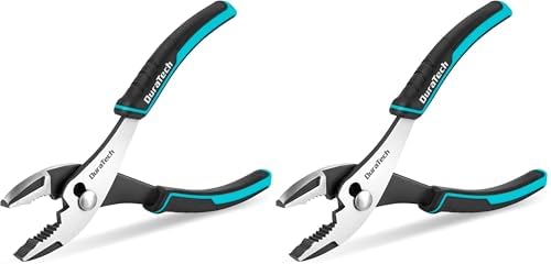 DURATECH 8 Inch Slip Joint Pliers, Pliers Tool with Comfortable TPR Handle, High Carbon Steel, Strong Sharp Teeth, Pliers for Tightening, Loosening and Gripping Nuts and Bolts (Pack of 2)