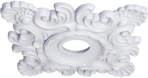 Ekena Millwork CM18CR Crawley Ceiling Medallion, 18"W x 18"H x 3 1/4"ID x 1 1/2"P, Factory Primed