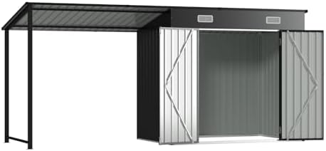 aoxun 6x4ft outdoor storage shed & hardtop gazebo, front angle view