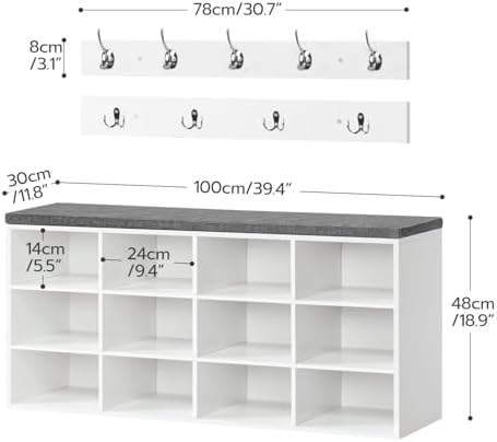 hoobro shoe storage bench with cushion, 39.4" l, close-up detail