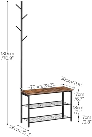 hoobro coat rack shoe bench, 3-tier shoe rack, close-up detail