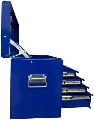 workington portable metal tool chest with 6 drawers, front angle view