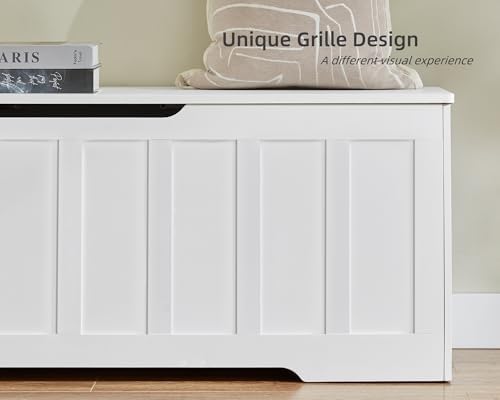vankiley 51.2" storage chest extra large,wooden storage bench,white on a desk or shelf