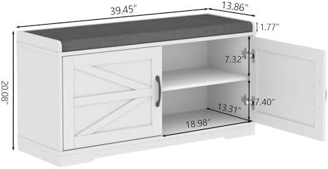loomie shoe storage bench, 2-tier farmhouse entryway bench shown in use