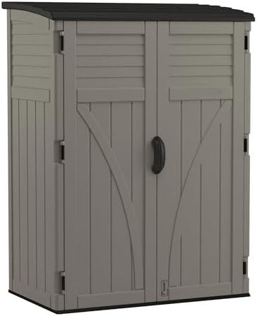 suncast 54 cu ft medium vertical storage shed, side view