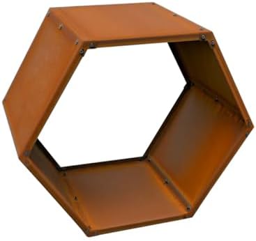 firewood rack outdoor, corten steel hexagon firewood holder, view 9