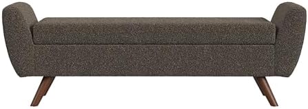 homepop 60" modern storage bench with wood legs, side view