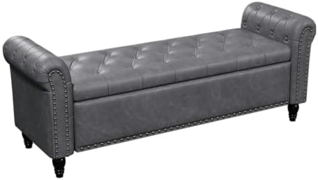 fivewillowise 65" bedroom bench, end of bed bench showing dimensions