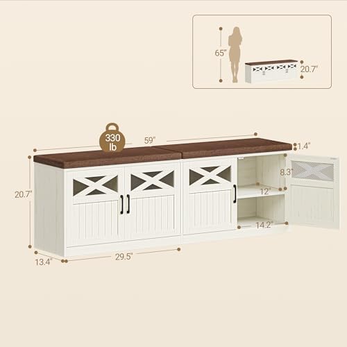hzuaneri 59" shoe storage bench with 4 barn shown in use