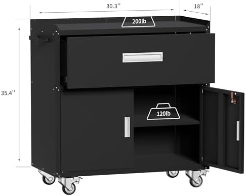 washsemba metal garage storage cabinet with wheels,lockable rolling, close-up detail