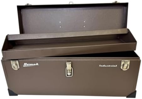homak 24-inch industrial steel toolbox, brown wrinkle powder, main product view