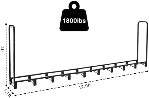 werph 12ft firewood rack outdoor, heavy duty firewood shown in use