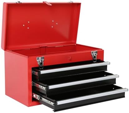 henf 3-drawer rolling tool storage cabinet with detachable, side view