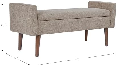 homepop fulton 48" storage bench - midtone gray, close-up detail