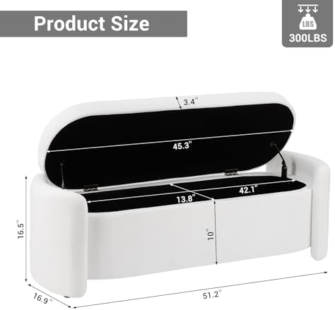 modern oval storage ottoman bench, 51.2" upholstered fabric shown in use