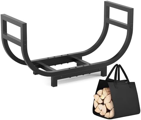 30-inch firewood rack outdoor indoor with log carrier, view 9