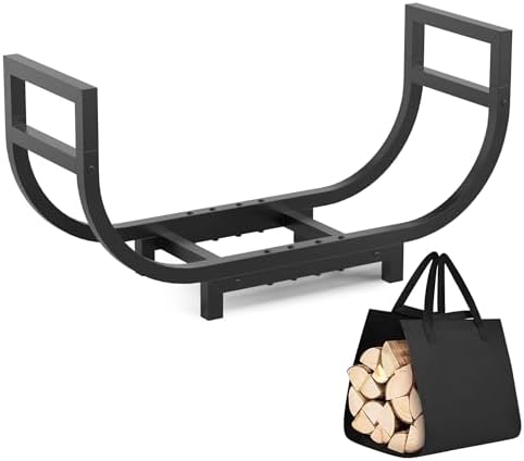 34-inch firewood rack outdoor indoor with log carrier, view 9