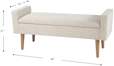 homepop fulton 48" storage bench - textured cream, close-up detail
