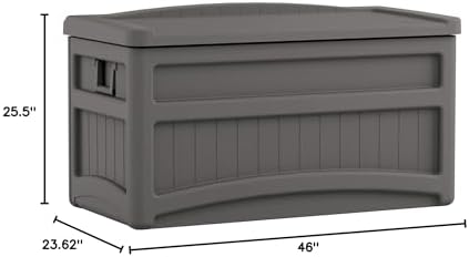 suncast 73 gal, resin deck box with wheels, view 9