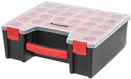 intertool hardware organizer with 7 deep removable bins, package contents