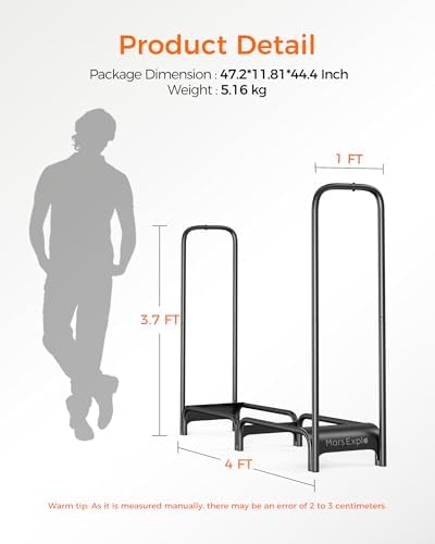 firewood rack，4ft heavy duty fire wood storage racks, front angle view