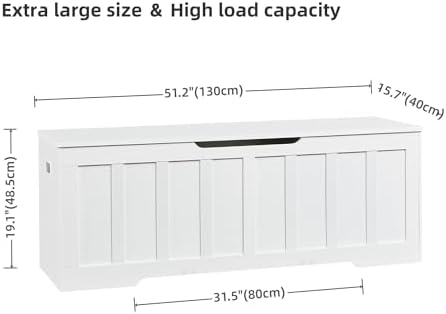 vankiley 51.2" storage chest extra large,wooden storage bench,white, close-up detail