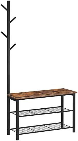 hoobro coat rack shoe bench, 3-tier shoe rack, main product view