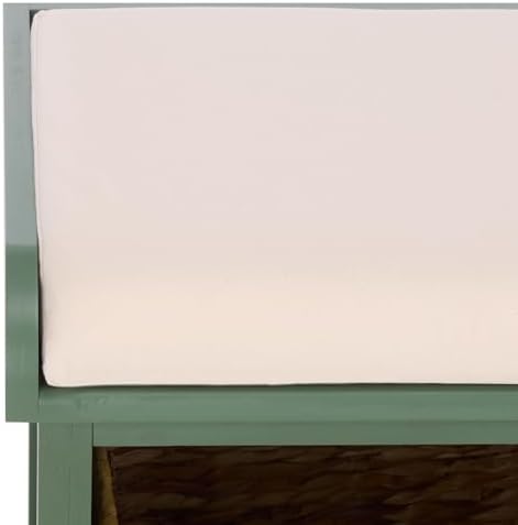 safavieh freddy wood storage bench, 33" farmhouse dusty, side view