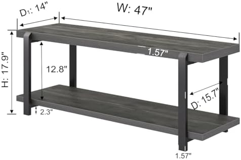 excefur industrial entryway bench with storage, rustic wood shown in use