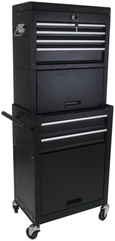 6-drawer tool chest, detachable top for garage, black, main product view