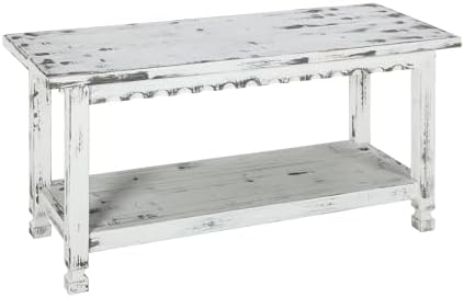 country cottage 36-inch farmhouse entryway bench with storage, front angle view