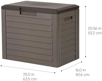 iris usa 35 gallon outdoor deck box, lockable, close-up detail