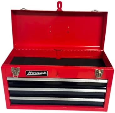 homak metal tool box, 20-inch, portable tool box on a desk or shelf