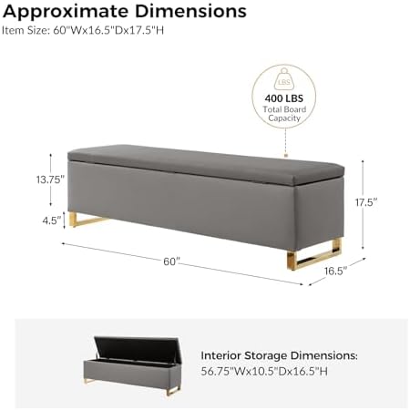 60" leather storage bench with throw ottomans, large shown in use